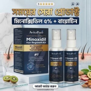 Minoxidil 5% Free Derma Roller (২ ফাইল এক কোর্স)
